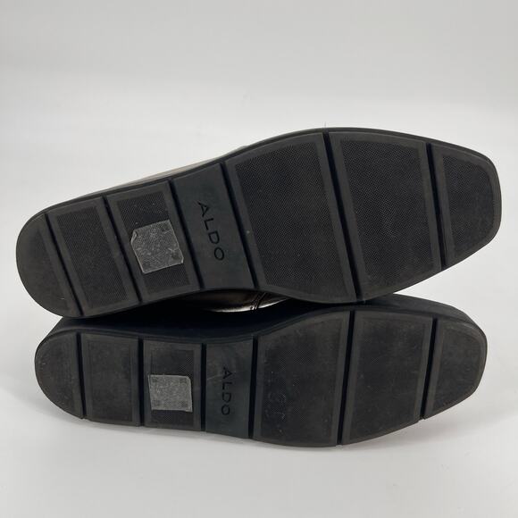 Aldo Severradia Flats Womens 8.5 Silver Metallic Leather Platform Oxford Lace Up - Picture 8 of 11